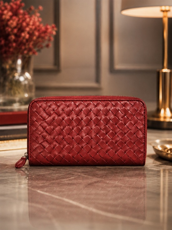 Bottega Veneta Handbags - Bottega Veneta Dusty Rose Intrecciato Leather Long Zip Wallet | Full Inclusion